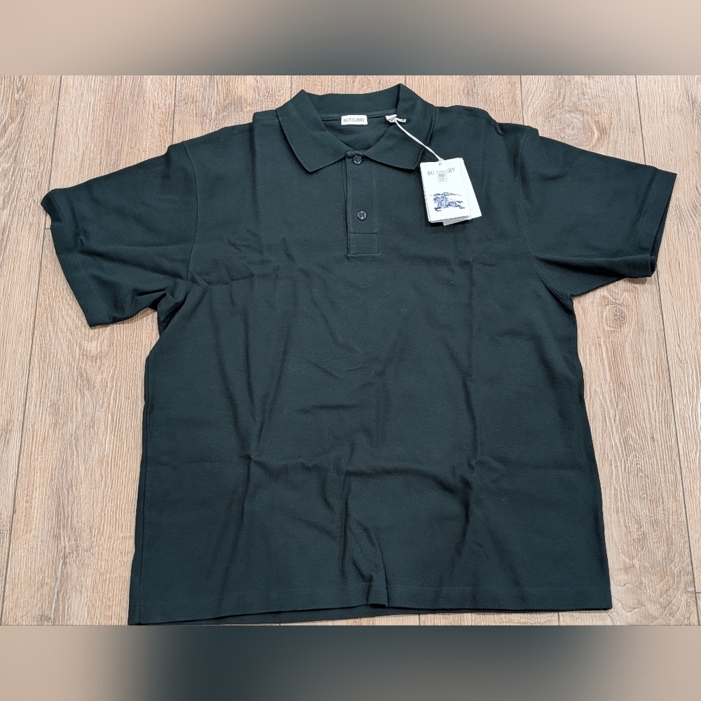 $660 Mens BURBERRY EKD Cotton Pique Polo Shirt Ivy Green 2XL